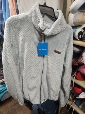 Columbia Light Blue Plush Fleece Sherpa Full-Zip Jacket
